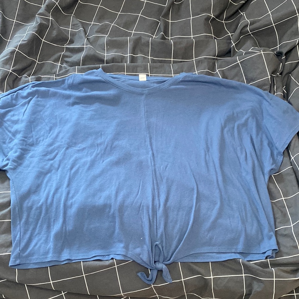 Blue top.